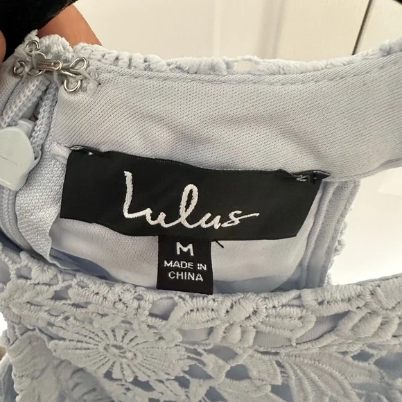 Lulu's light blue mid length floral dress - Picture 2 of 4